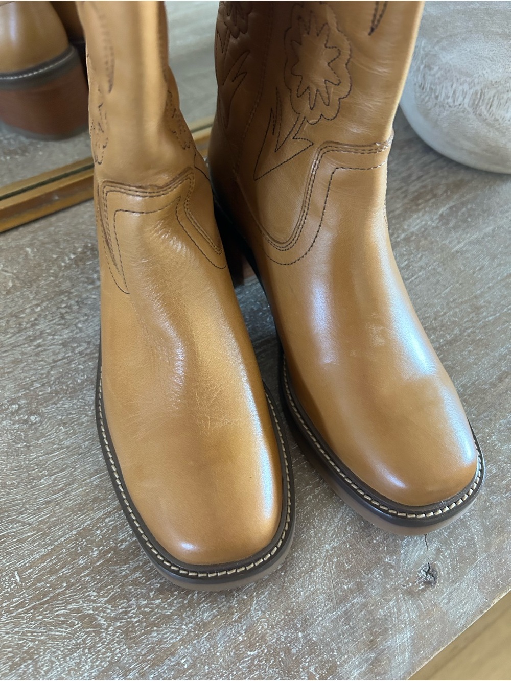 New Frye For Free People Kate Deco Stitch Boots Tuscan Sun - Picture 6 of 9
